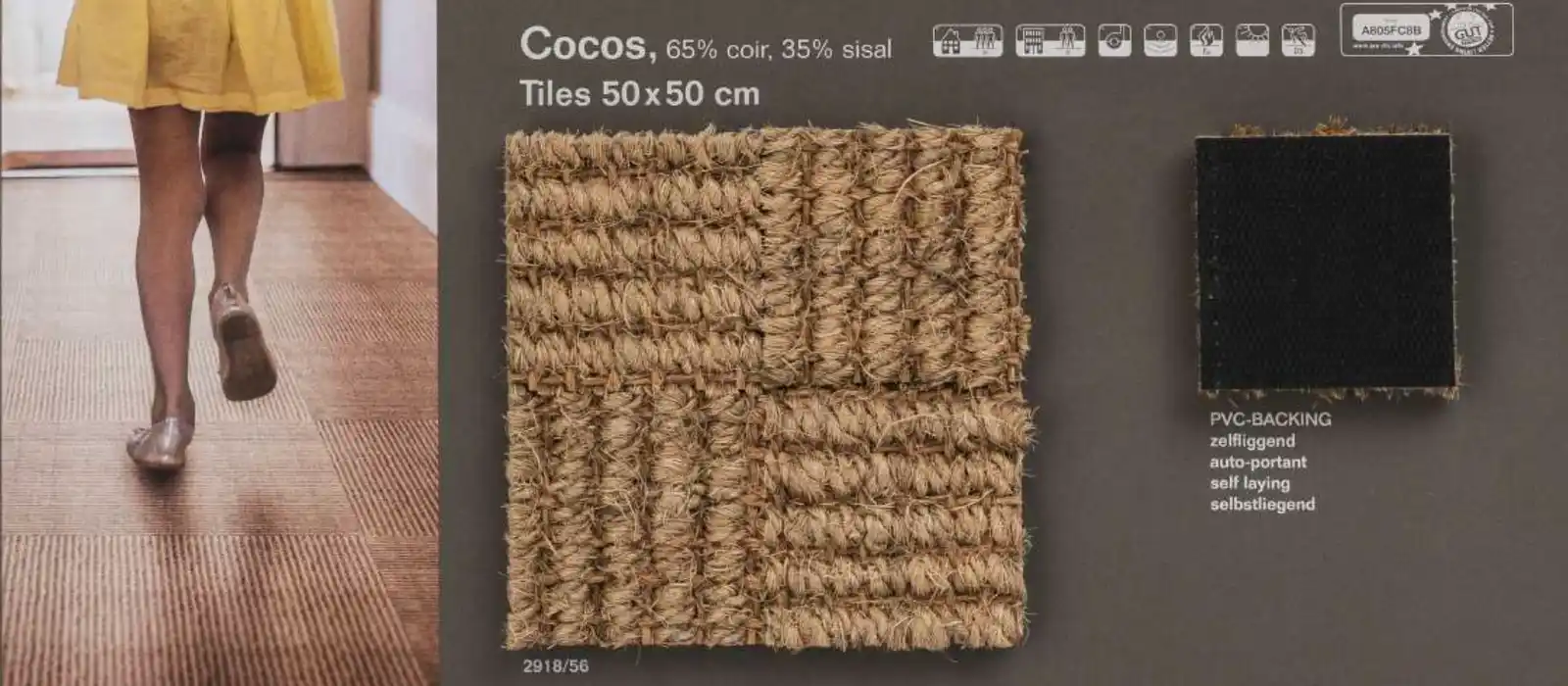 Losetas de coco de 50x50 cm instaladas en un suelo natural